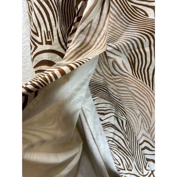 Reiss Brown Tan Animal Print Linen Blend Faux Wrap Belted Rosie Midi Dress Sz 14 - Picture 8 of 14